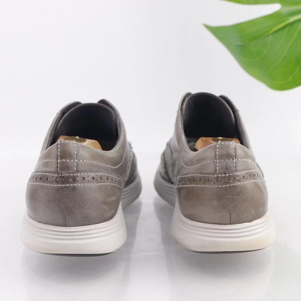 Cole Haan Mens Grand Tour Oxford Sneaker Size 9 Gray Leather Wingtip Dress Shoes